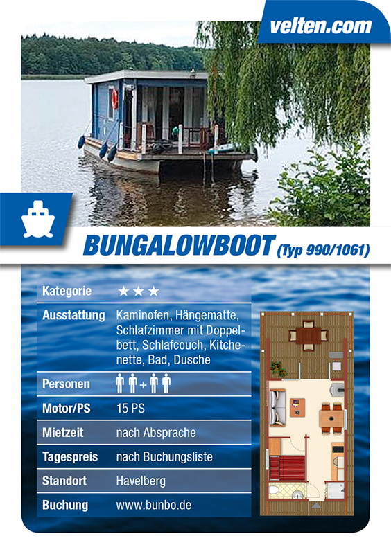 Bungalowboot Havelberg Typ990/1061